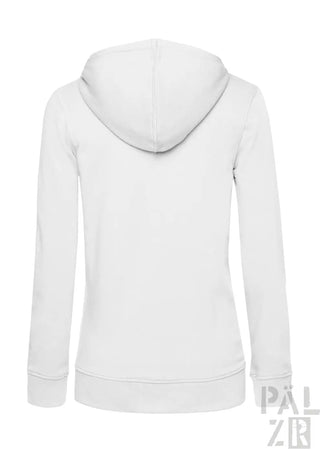 Weiße Hoodie mit Kapuze und langen Ärmeln, aus Baumwolle.