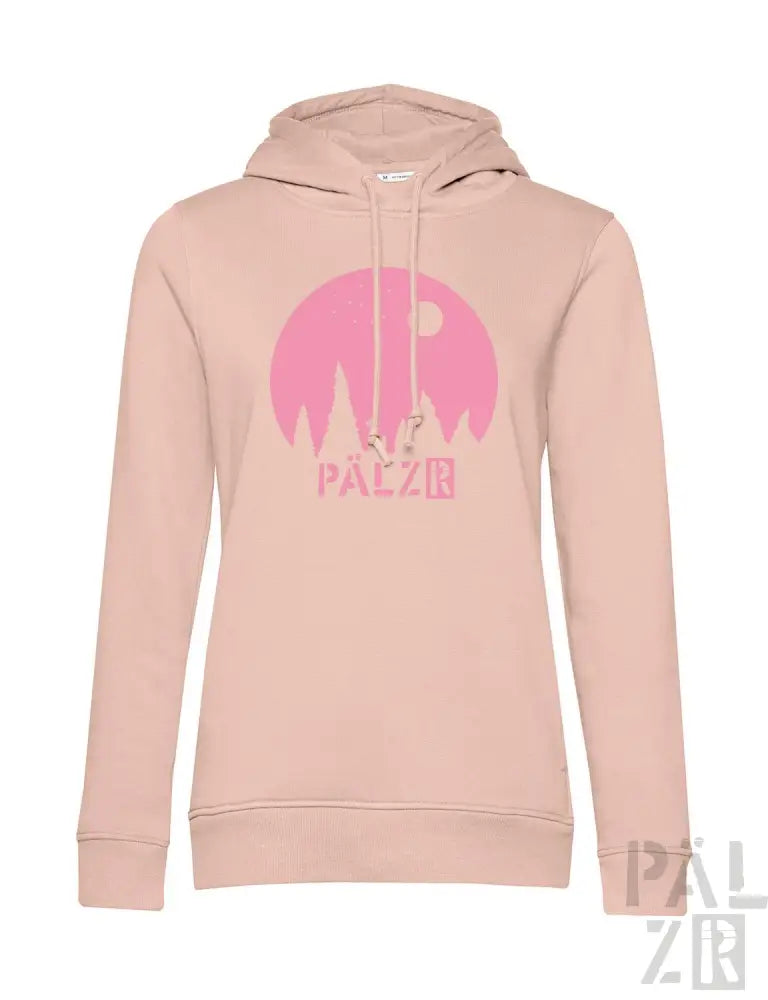 Rosa Hoodie mit ‚palzb‘-Logo und tropfendem Farbdesign, aus weichem Baumwollstoff.