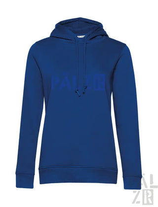 Königsblaues Hoodie mit ’palm’-Logodesign, hergestellt aus weicher Baumwollmischung.