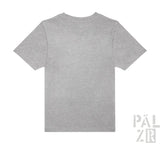 Kinder t-shirt elwetritsche in grauem meliertem baumwollstoff mit klassischem rundhalsausschnitt und kurzen ärmeln