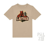 Beige T-Shirt mit Teufel-Design und ’lautrer’-Text, wahrscheinlich aus Baumwolle oder Polyester-Mischung.