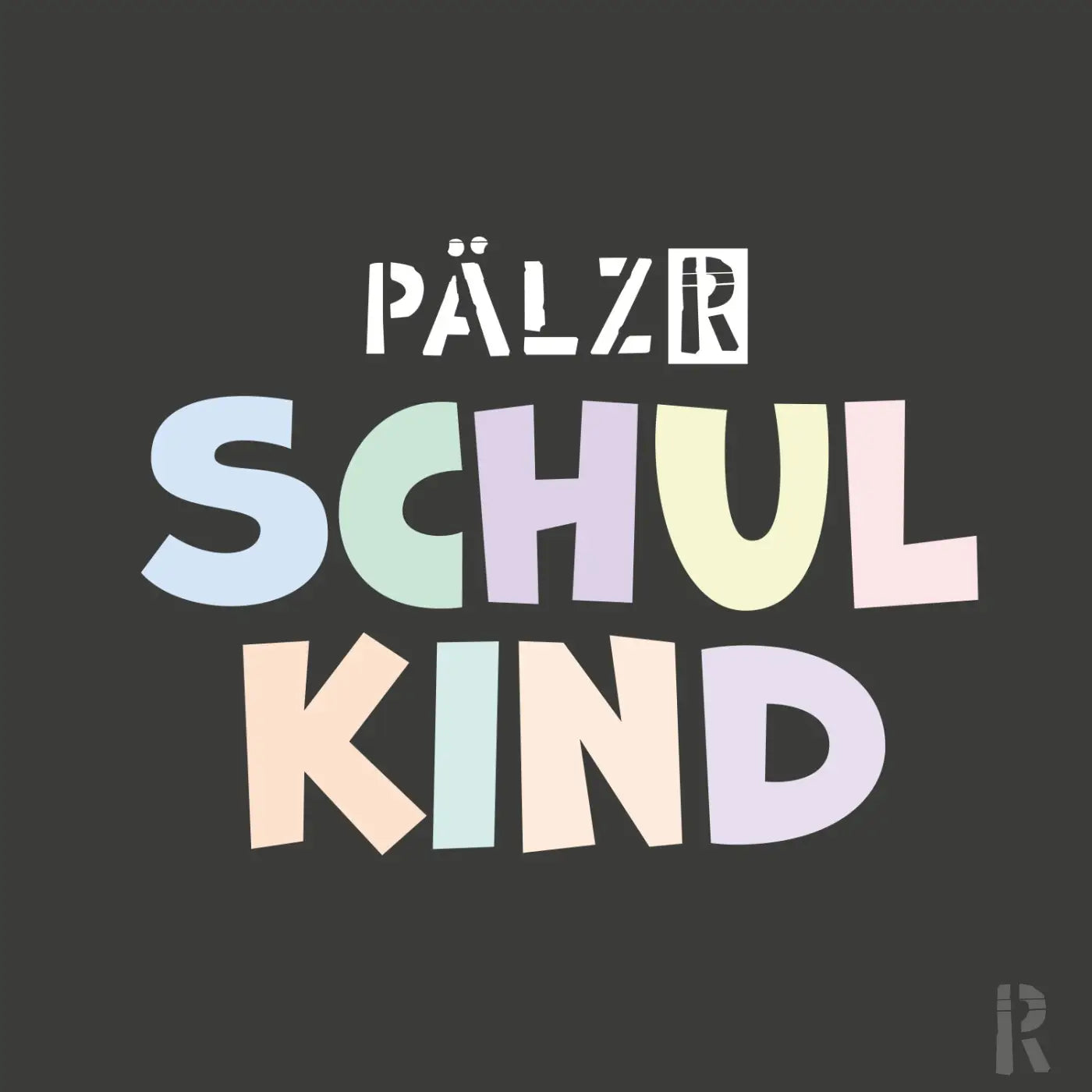 Pastell-regenbogenfarbene ’Schulkind’-T-Shirt mit minimalistischen Design und fetter Beschriftung.