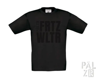 Schwarzes T-Shirt mit Textdesign ’fritz wlr’, Baumwollmaterial.