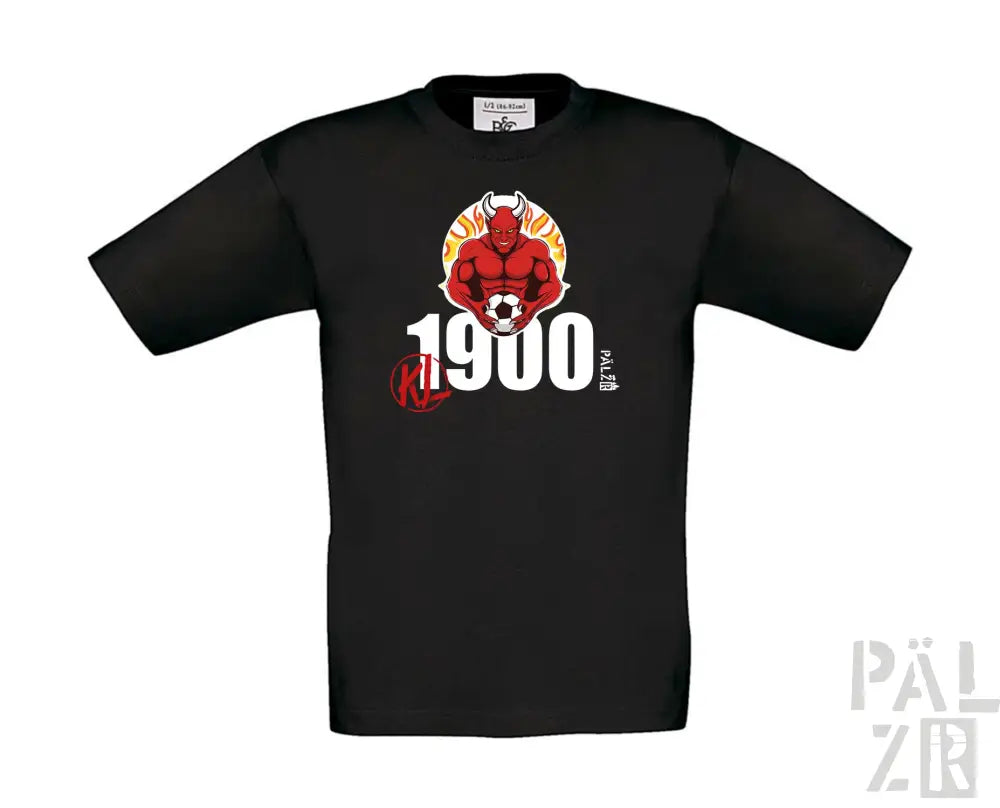 Schwarzes T-Shirt aus 1900 mit rotem Teufel-Design.