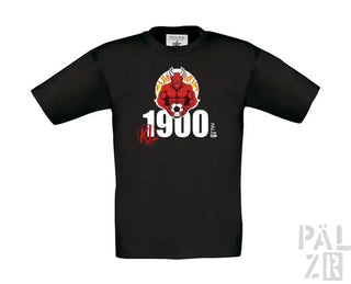 Schwarzes T-Shirt aus 1900 mit rotem Teufel-Design.