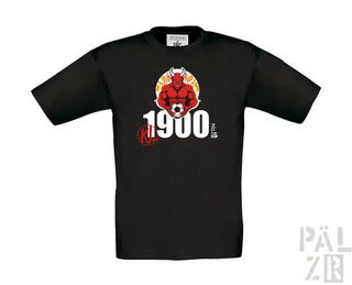 Schwarzes T-Shirt aus 1900 mit rotem Teufel-Design.