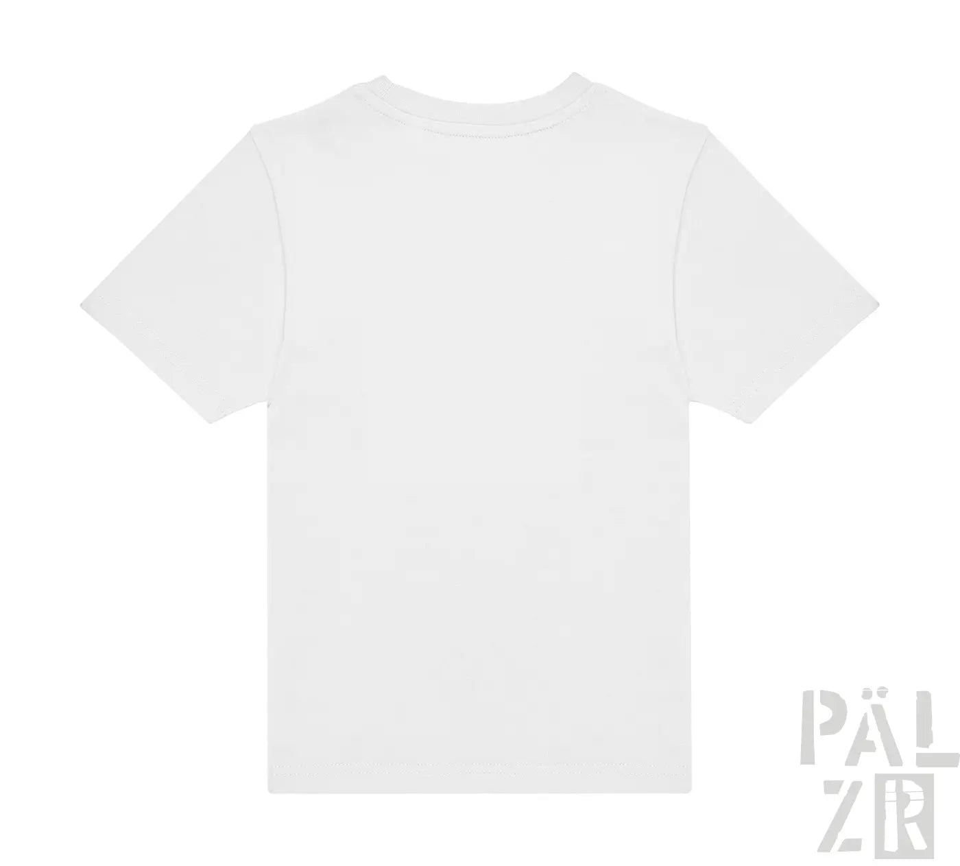 Weiße kurzarm kinder t-shirt wstkrrve mit klassischem rundhalsausschnitt und unbedruckter rückseite