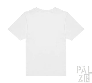 Weiße kurzarm kinder t-shirt wstkrrve mit klassischem rundhalsausschnitt und unbedruckter rückseite