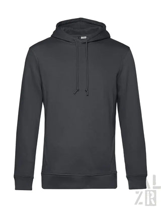 Dunkelgrauer Hoodie mit Kordelzugkapuze und gerippten Bündchen, aus weichem Baumwollmischgewebe.