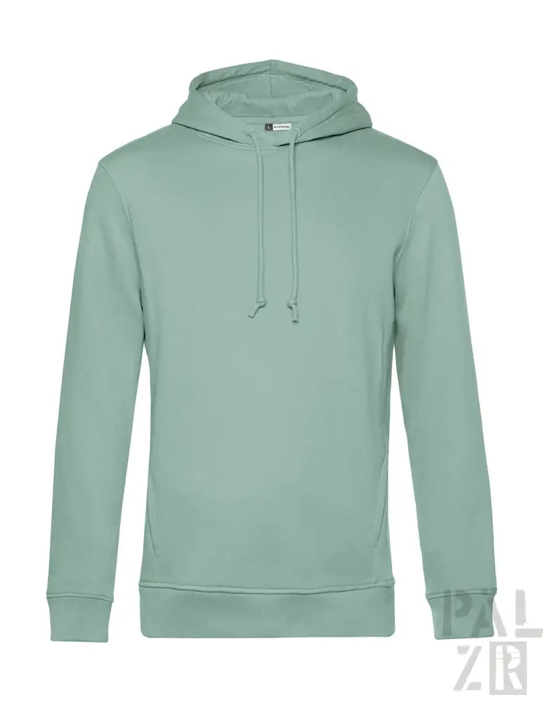 Minzgrüner Hoodie mit Kordelzugkapuze und gerippten Manschetten, aus weichem Baumwollmischgewebe.
