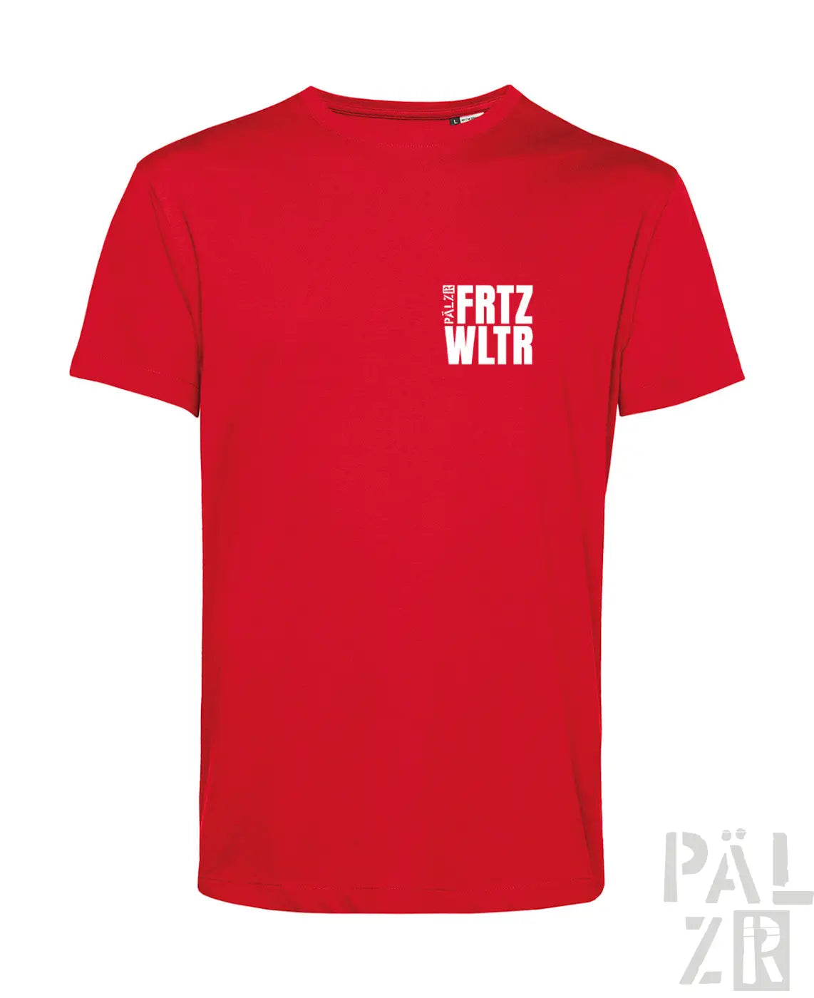 Burgundy männer backprint t-shirt mit weißen fritz wltr schriftzug auf der brust kurzarmshirt