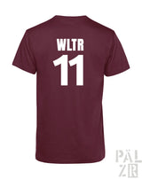 Männer backprint t-shirt in burgundrot mit weißem wltr 11 auf der rückseite aus baumwolle