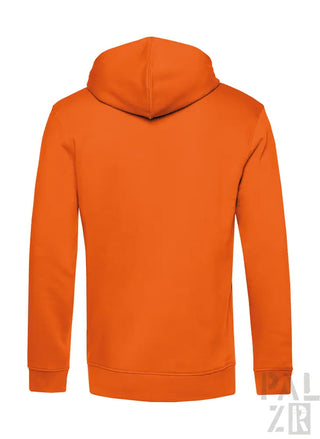 Orange Kapuzenpullover mit Kapuze und langen Ärmeln.