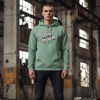 Mintgrüner Hoodie mit ’dawg demarber’ Grafikdesign, aus Fleece-Material.