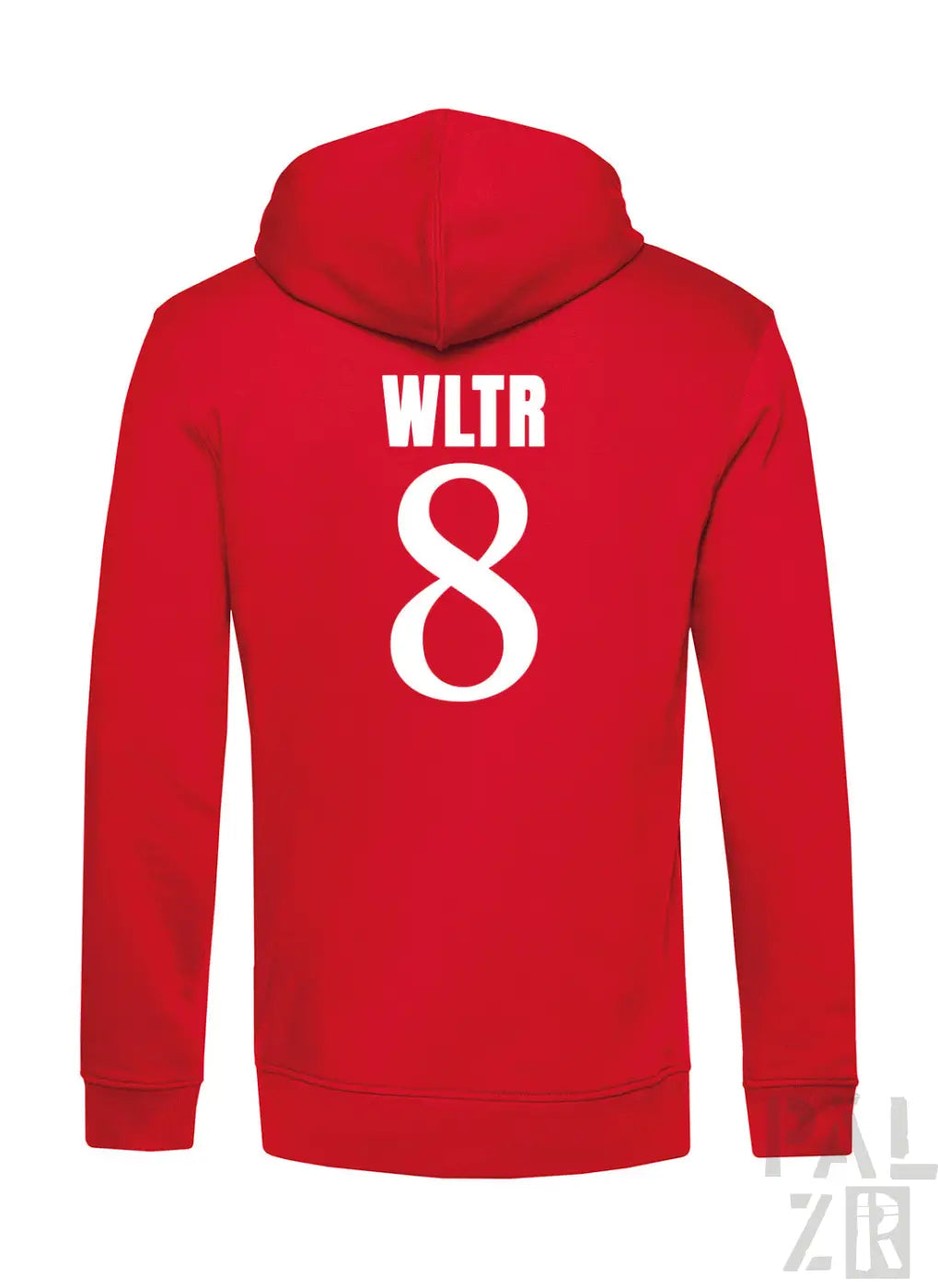 Rote herren hoodie aus baumwolle mit weißem wltr 8 print auf der rückseite in verschiedenen farben