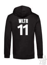 Schwarzer zip-hoodie männer mit weißem wltr 11 druck auf der rückseite aus verschiedenen farben
