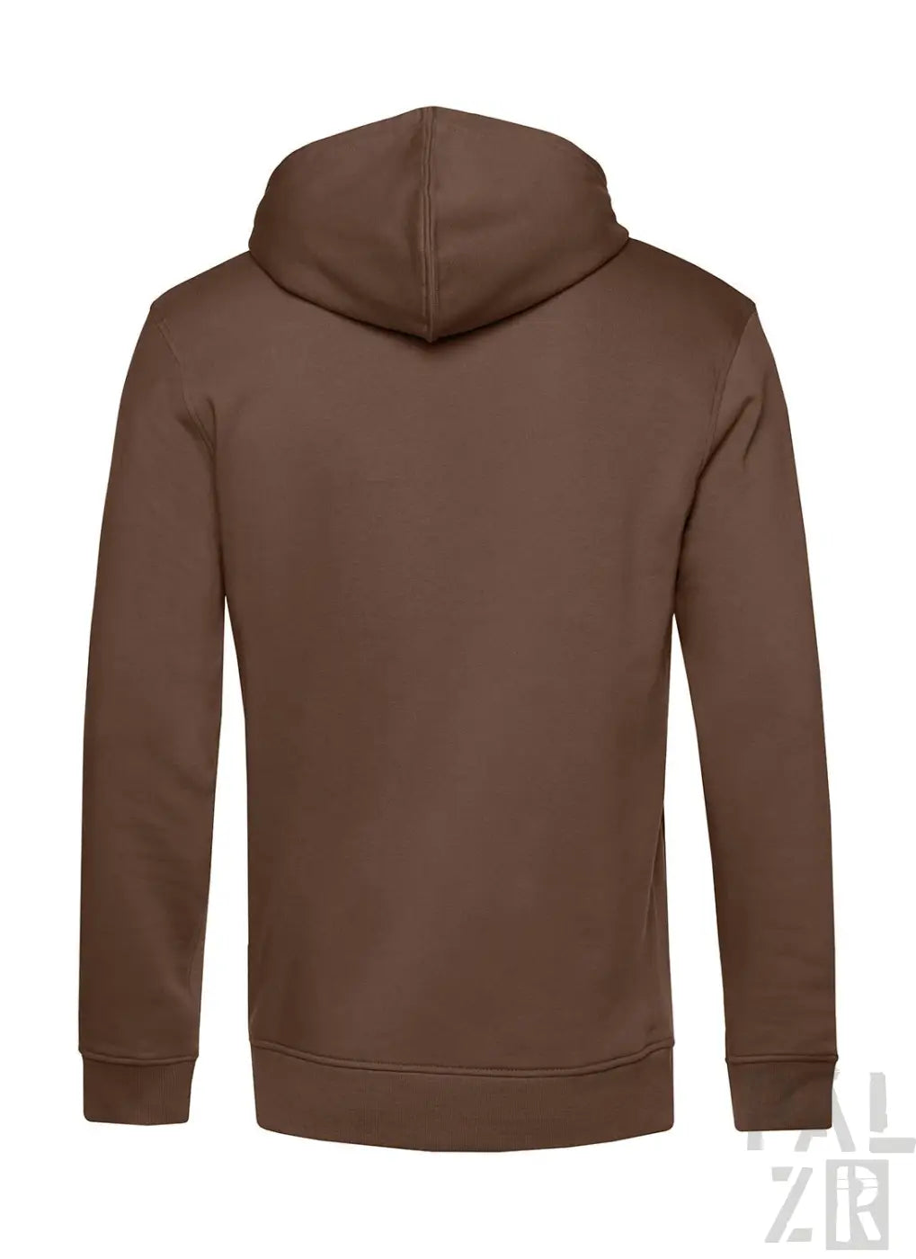 Braune Kapuzenjacke mit Kapuze und Reißverschluss, wahrscheinlich aus Baumwolle oder Polyester-Mischung.