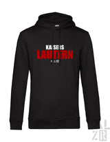 Schwarzer männer hoodie aus baumwolle mit auffälligem roten und weißen schriftzug kaisers lautern