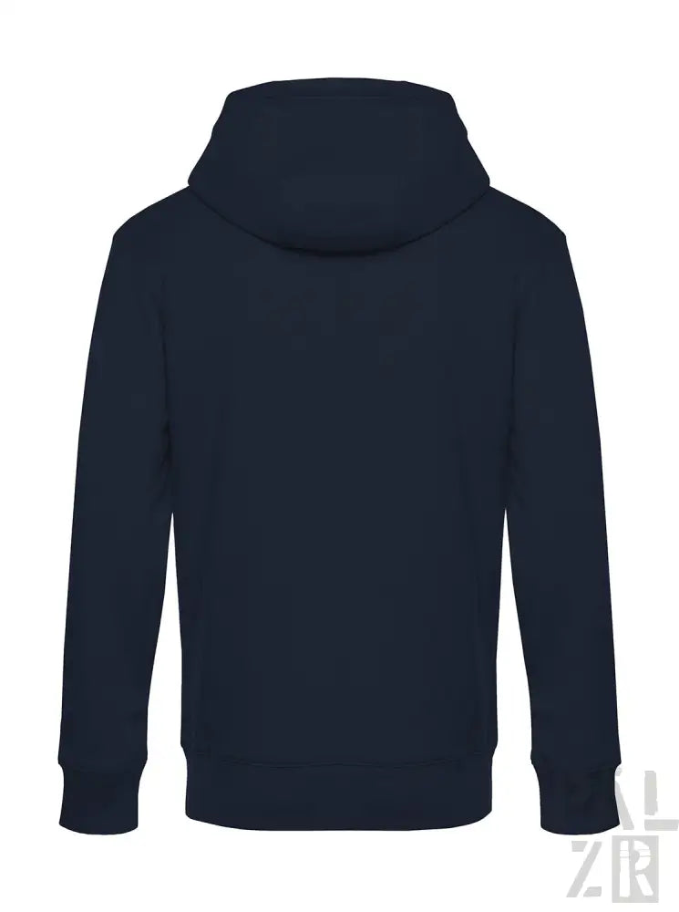 Marineblaue Kapuzenjacke mit Kordelkapuze und langen Ärmeln.