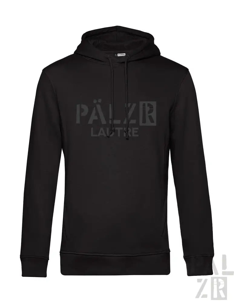 Schwarzes Hoodie mit ’palzr lactie’-Text und Logo-Design.