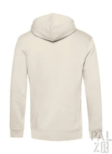 Cremeweiße Kapuzenjacke mit Kordelkapuze und gerippten Bündchen, aus weichem Baumwollstoff gefertigt.