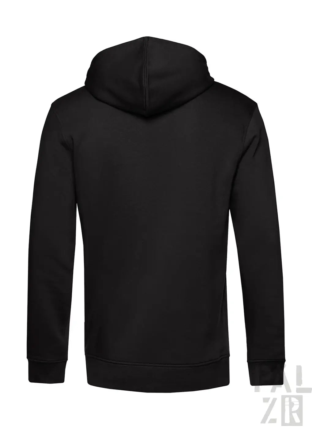 Schwarzer männer hoodie lautre aus glattem stoff mit gerippten bündchen und saum in verschiedenen farben