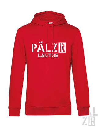 Roter männers hoodie lautre mit weiße schrift und kapuze in verschiedenen farben