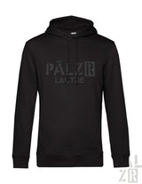 Schwarzer männer lautre hoodie mit dezentem grauem logo print aus pälzr material in verschiedenen farben
