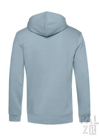 Hellblauer Hoodie mit Kordelzugkapuze und langen Ärmeln.