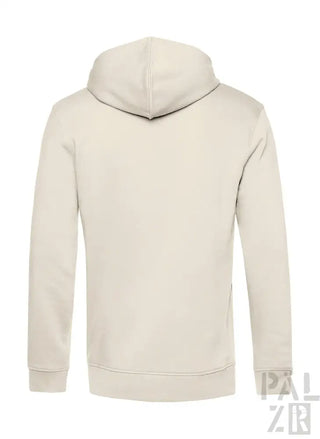Cremeweißer Hoodie mit Kordelzugkapuze und gerippten Manschetten, aus weichem Baumwollstoff.