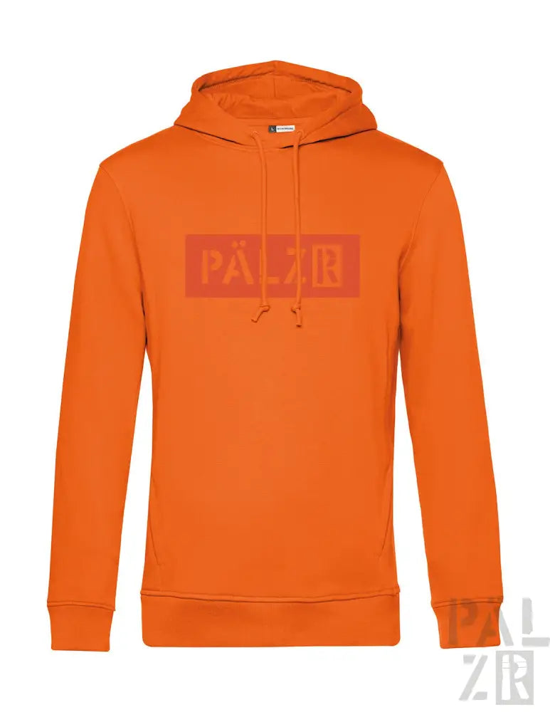 Orange Kapuzenpullover mit ’pazib’ Logo-Design, aus Baumwolle.