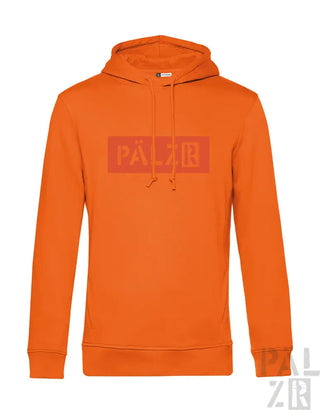 Orange Kapuzenpullover mit ’pazib’ Logo-Design, aus Baumwolle.