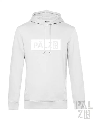 Weiße Hoodie mit ’palzr’-Logo-Design, Baumwollmaterial.