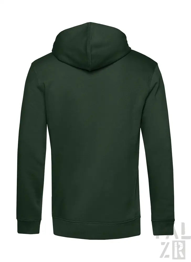 Dunkelgrüner Hoodie mit Kapuze und langen Ärmeln, aus weichem Baumwollmaterial gefertigt.