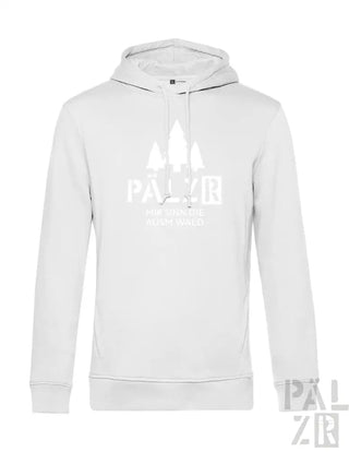 Weiße Hoodie mit Pfotenabdruck-Design und Markenlogo.