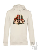 Cremeweißer Hoodie mit Teufel-Design und ’lautrer’-Text.