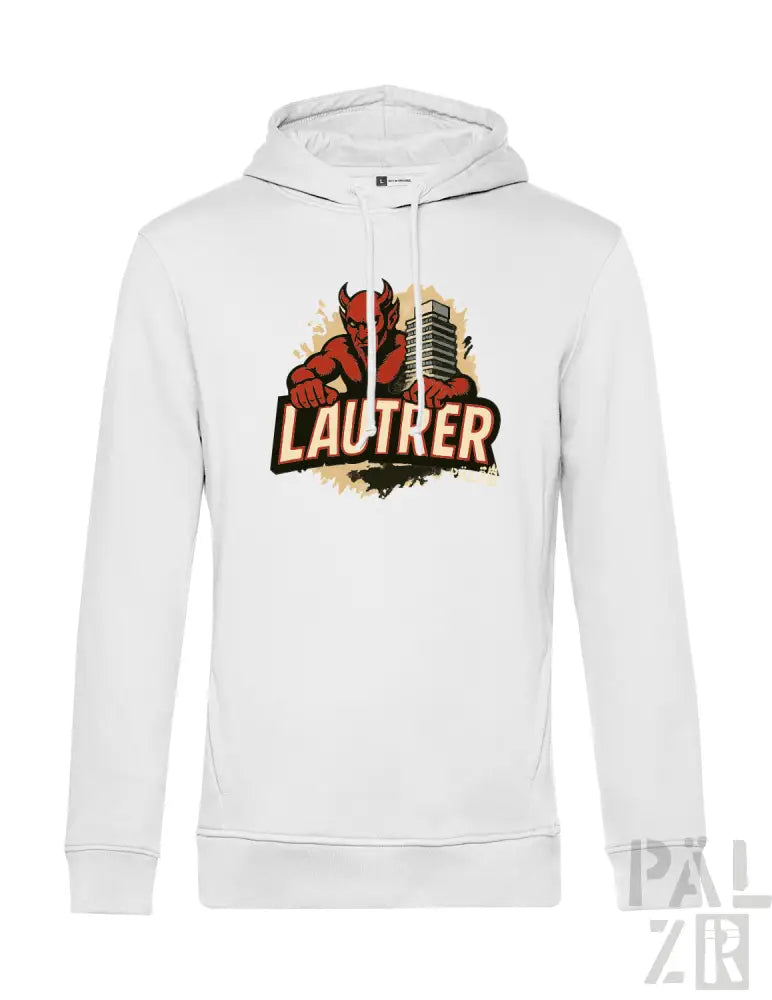 Weiße Hoodie mit rotem Teufel-Design und ‚lautrer‘-Text.