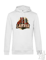 Weiße Hoodie mit rotem Teufel-Design und ‚lautrer‘-Text.