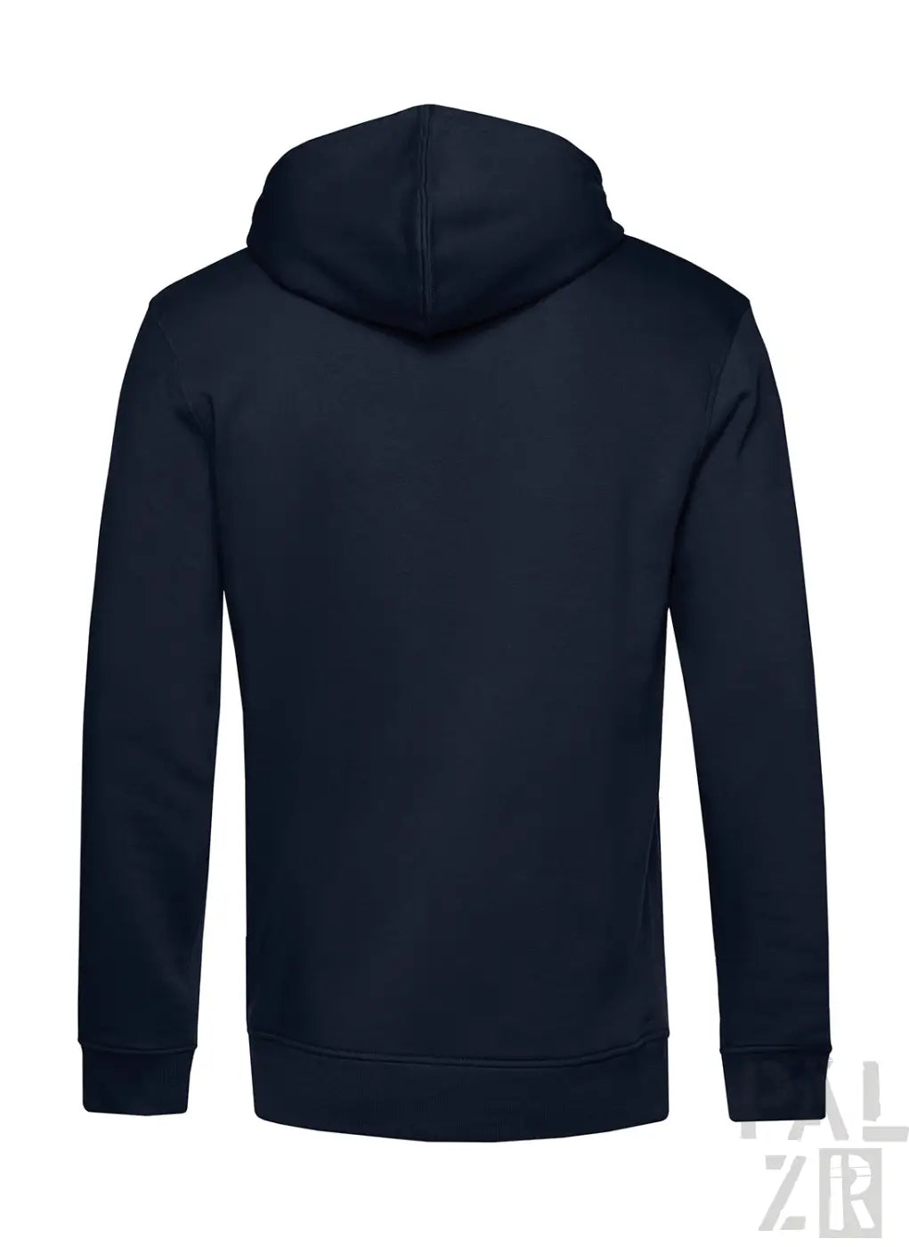 Marineblaue Kapuzenjacke mit Kordelzug-Kapuze und gerippten Bündchen, aus weichem Baumwollstoff gefertigt.