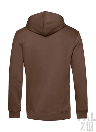 Braune Kapuzenjacke mit Kapuze und Reißverschluss, wahrscheinlich aus Baumwolle oder Polyester-Mischung.