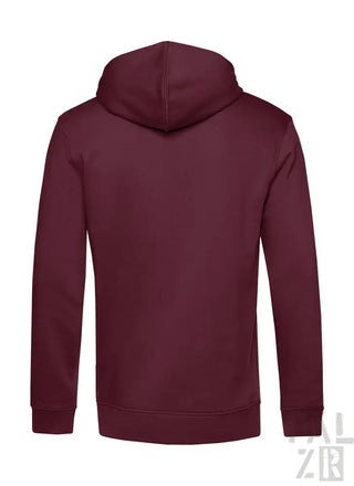 Bordeaux-Farbenes Hoodie mit Kapuze und langen Ärmeln, aus Fleece-Material gefertigt.