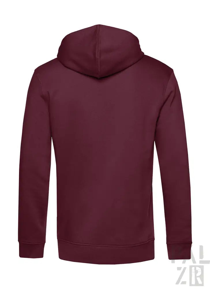 Bordeaux-Farbenes Hoodie mit Kordelzugkapuze und langen Ärmeln, aus weichem Baumwollmaterial gefertigt.
