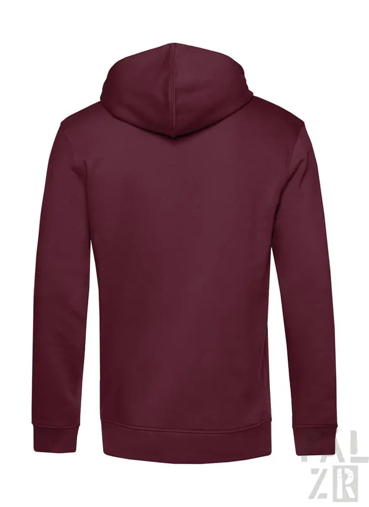 Bordeauxfarbene Hoodie mit Kapuze und langen Ärmeln, aus Fleece-Material.