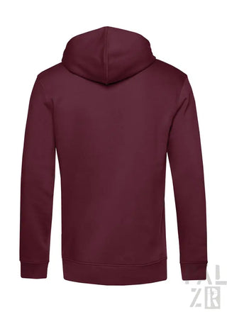 Bordeauxfarbene Hoodie mit Kapuze und langen Ärmeln, aus Fleece-Material.