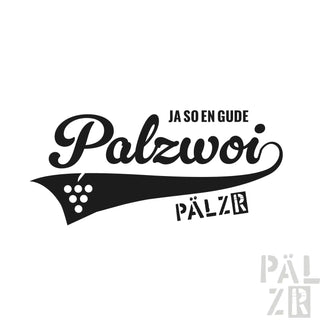 Schwarzer vintage-logo hoodie männer palzwoi mit weintrauben und text ja so en g ude und pälzr in verschiedenen farben