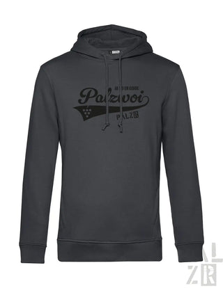 Dunkelgrauer männer hoodie palzwoi mit schwarzem grafikdruck und rebenmotiv erhältlich in verschiedenen farben