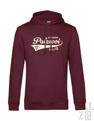 Männer hoodie palzwoi in kastanienrot mit cremefarbenem palzwoi grafik und traubenmotiv aus baumwolle