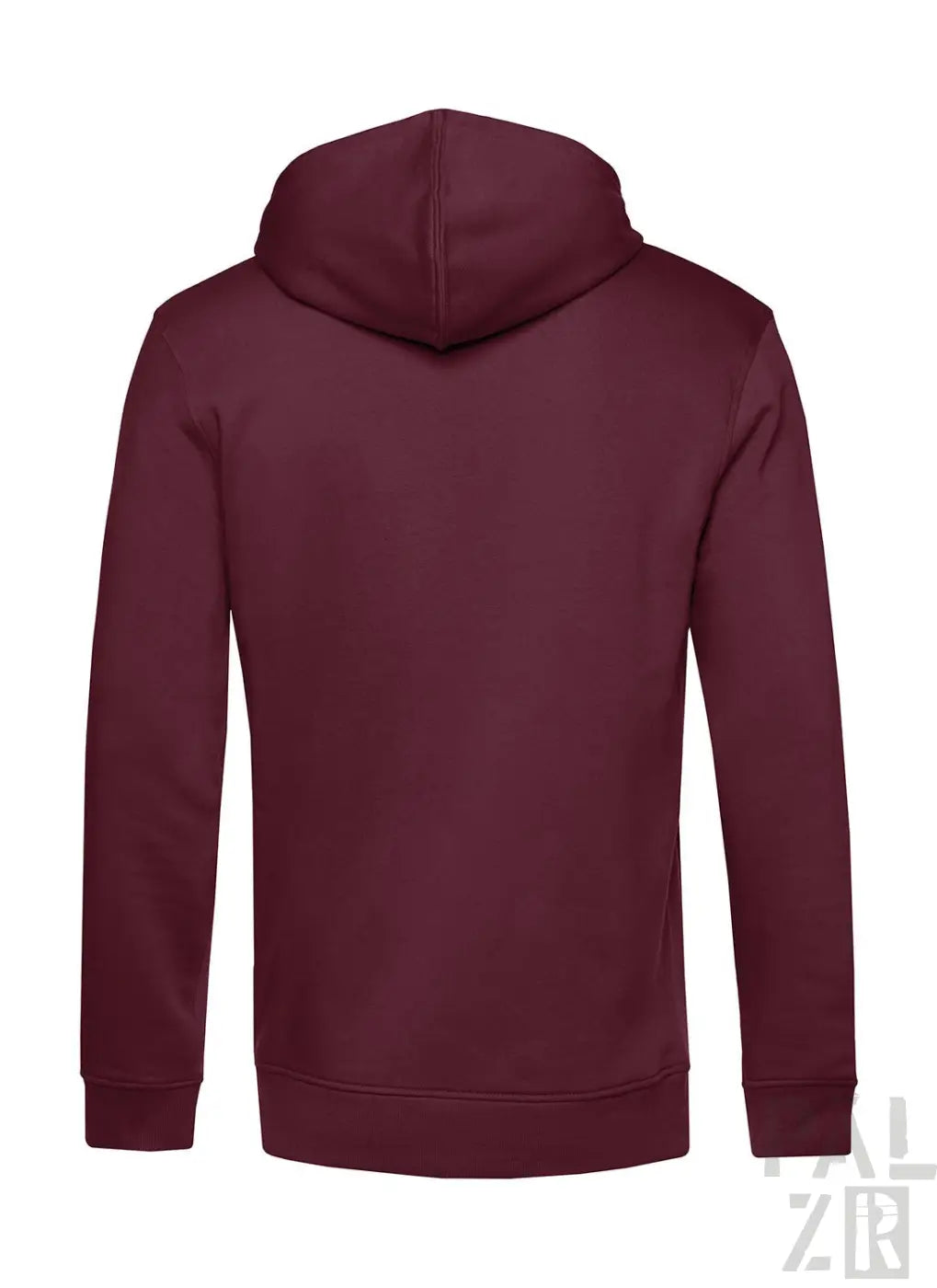 Bordeaux-Kapuzenpulli mit Kordelkapuze und langen Ärmeln, aus weichem Baumwollmaterial.