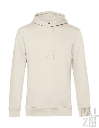 Creme-farbene Hoodie mit Kordelkapuze und langen Ärmeln, aus weichem Baumwollmaterial.