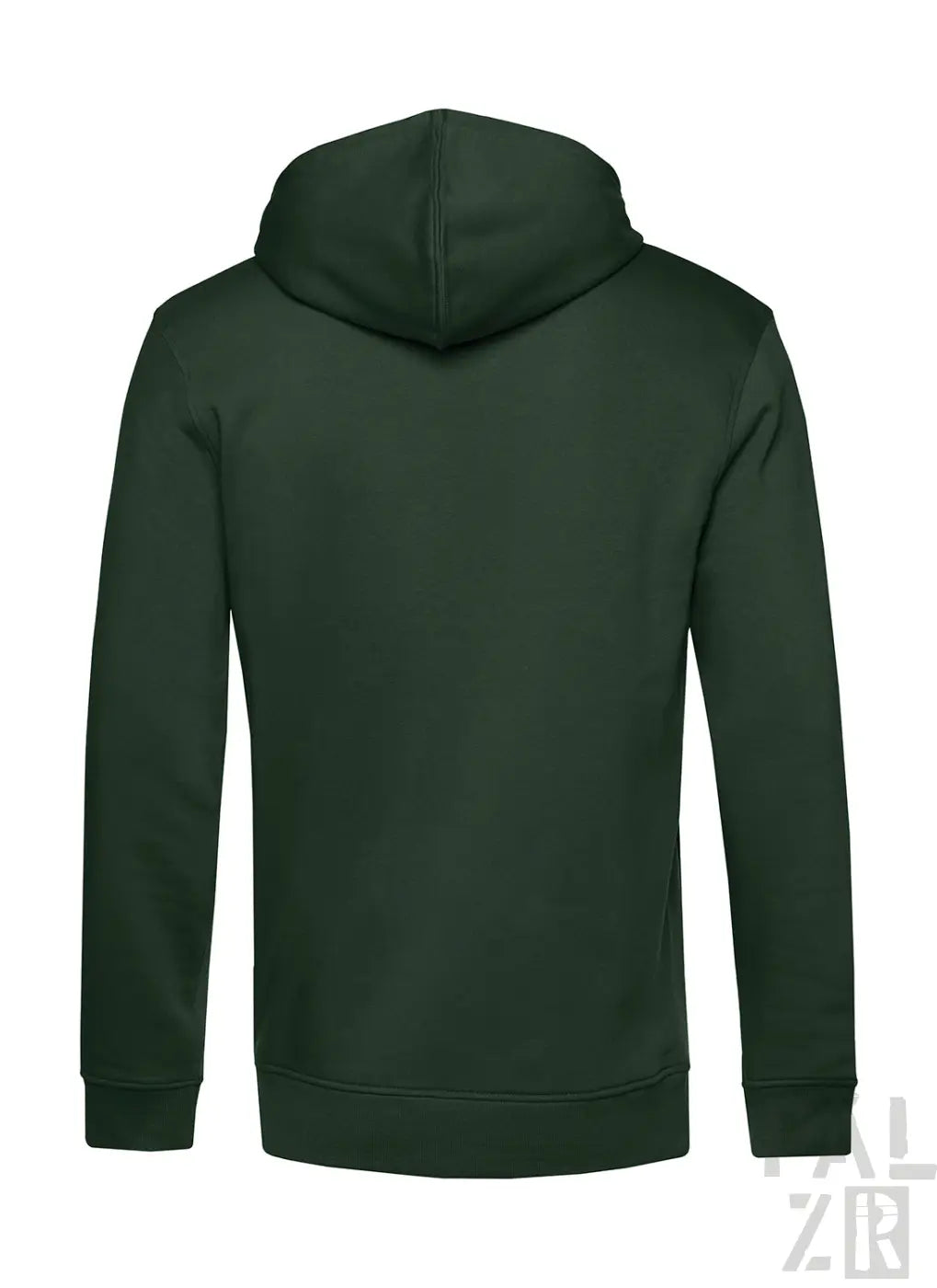 Dunkelgrüner Hoodie mit Kapuze und langen Ärmeln, aus weichem Baumwollmaterial.